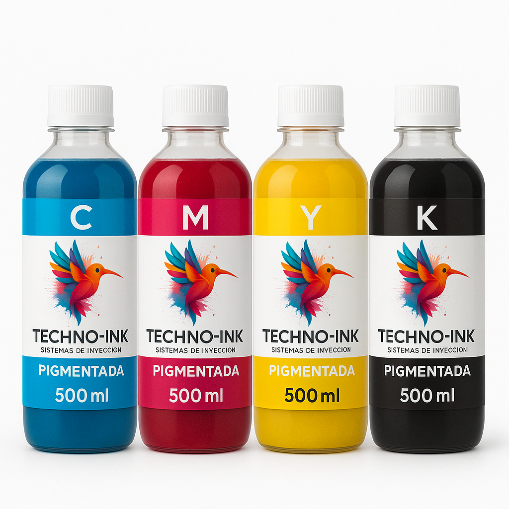 Tintas Inktec CMYK Pigmentadas para HP | Paquete 4 de 500ml 